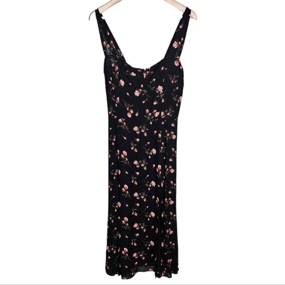 Reformation Fulton Dress Romy Floral Black Pink Midi Size 10 - Picture 6 of 14